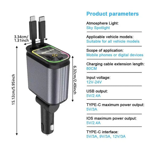 Galaxy Multifunction Car Charger: Charging Reinvented, Ambiance Included